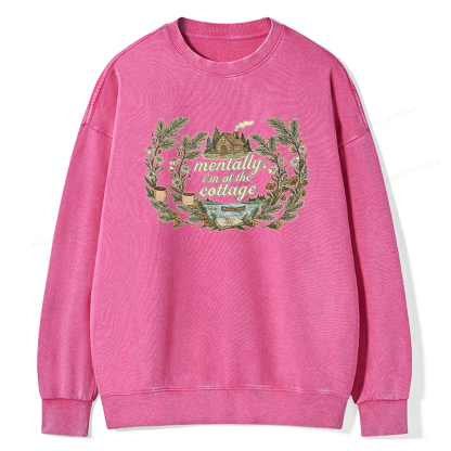 Pagewings Mentally I'm At The Cottage Unisex Washed Sweatshirt