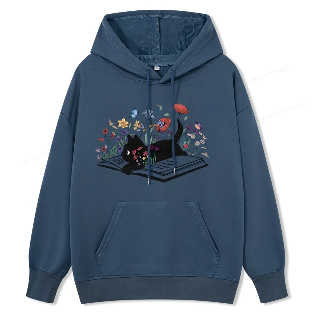 Pagewings Cute Book Cat Unisex Classic Hoodie