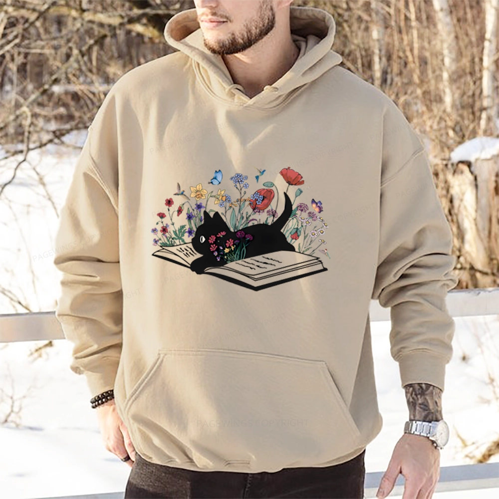 Pagewings Cute Book Cat Unisex Classic Hoodie