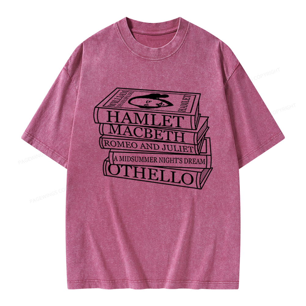 Pagewings Shakespeare Best Books Unisex Washed T-shirt
