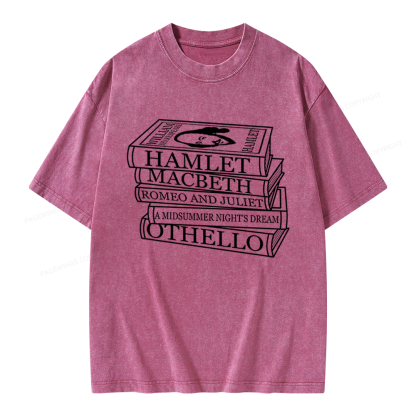 Pagewings Shakespeare Best Books Unisex Washed T-shirt