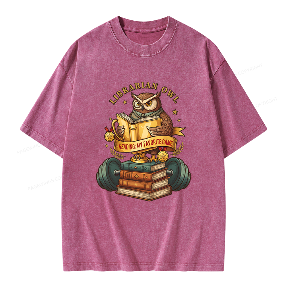 Pagewings Librarian Owl Unisex Washed T-shirt