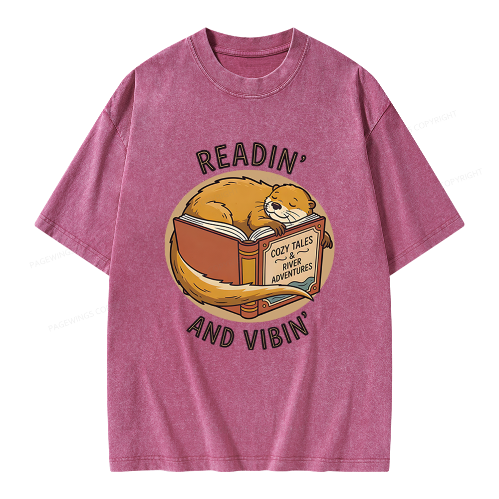 Pagewings Readin' And Vibin' Unisex Washed T-shirt