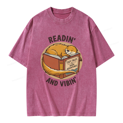 Pagewings Readin' And Vibin' Unisex Washed T-shirt