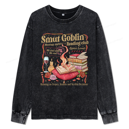 Pagewings Smut Goblin Dark Romance Unisex Washed Long Sleeve T-shirt