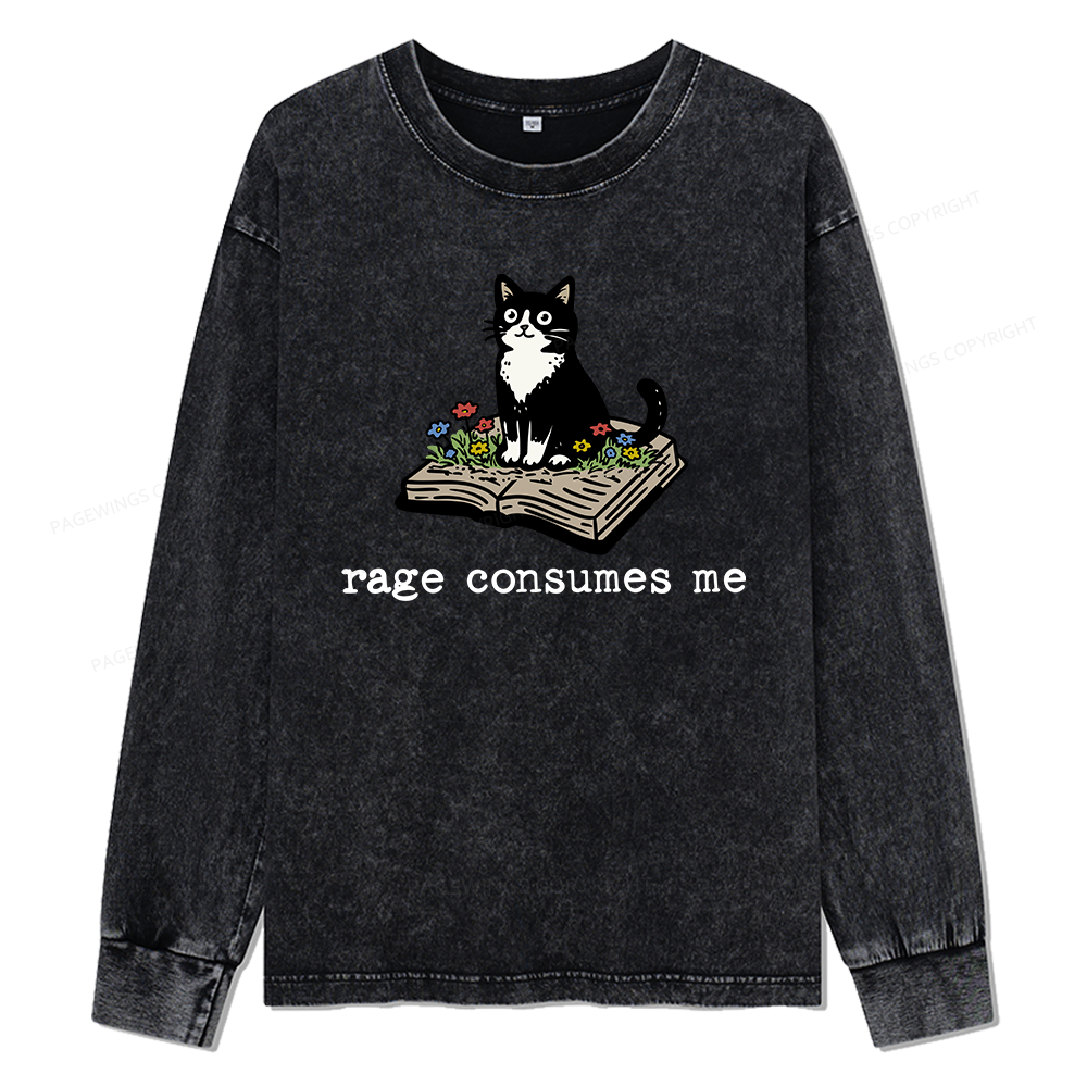 Pagewings Rage Consumes Me Unisex Washed Long Sleeve T-shirt