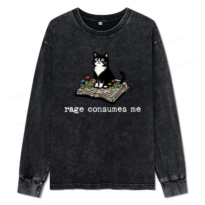 Pagewings Rage Consumes Me Unisex Washed Long Sleeve T-shirt