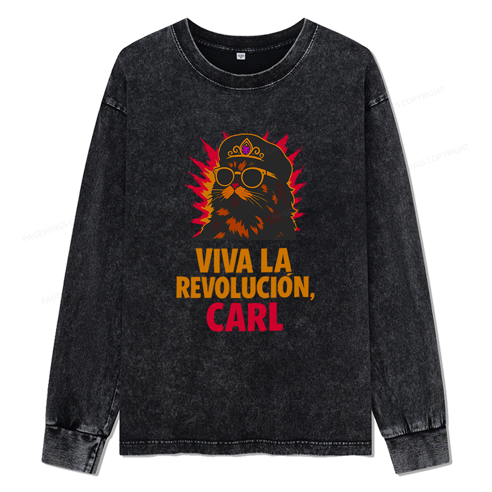Pagewings Viva La Revolucion Unisex Washed Long Sleeve T-shirt