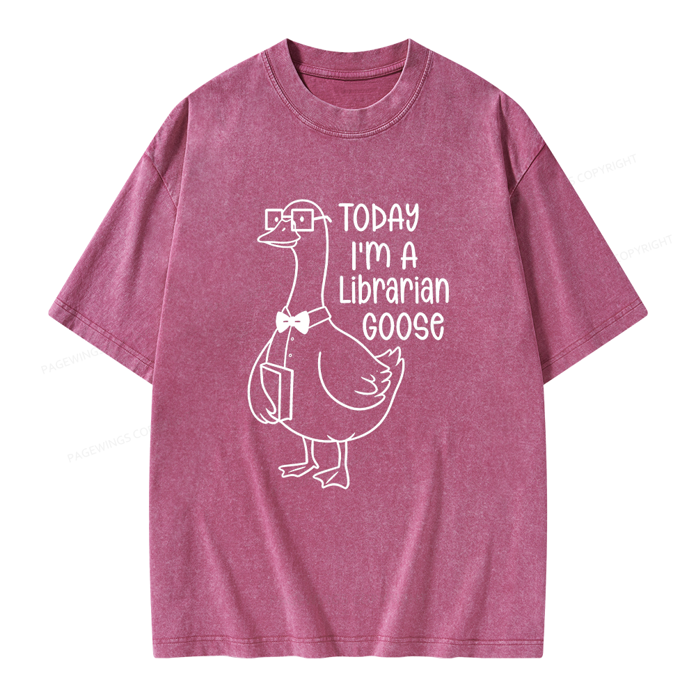 Pagewings Today I’m a Librarian Goose Unisex Washed T-shirt
