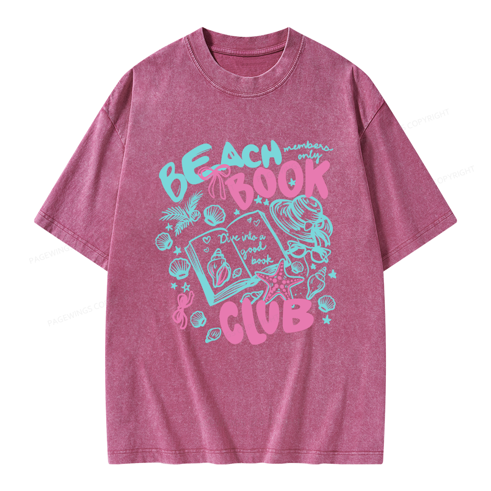 Pagewings Beach Book Club Unisex Washed T-shirt