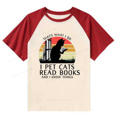 Pagewings Cat And Book Raglan T-shirt