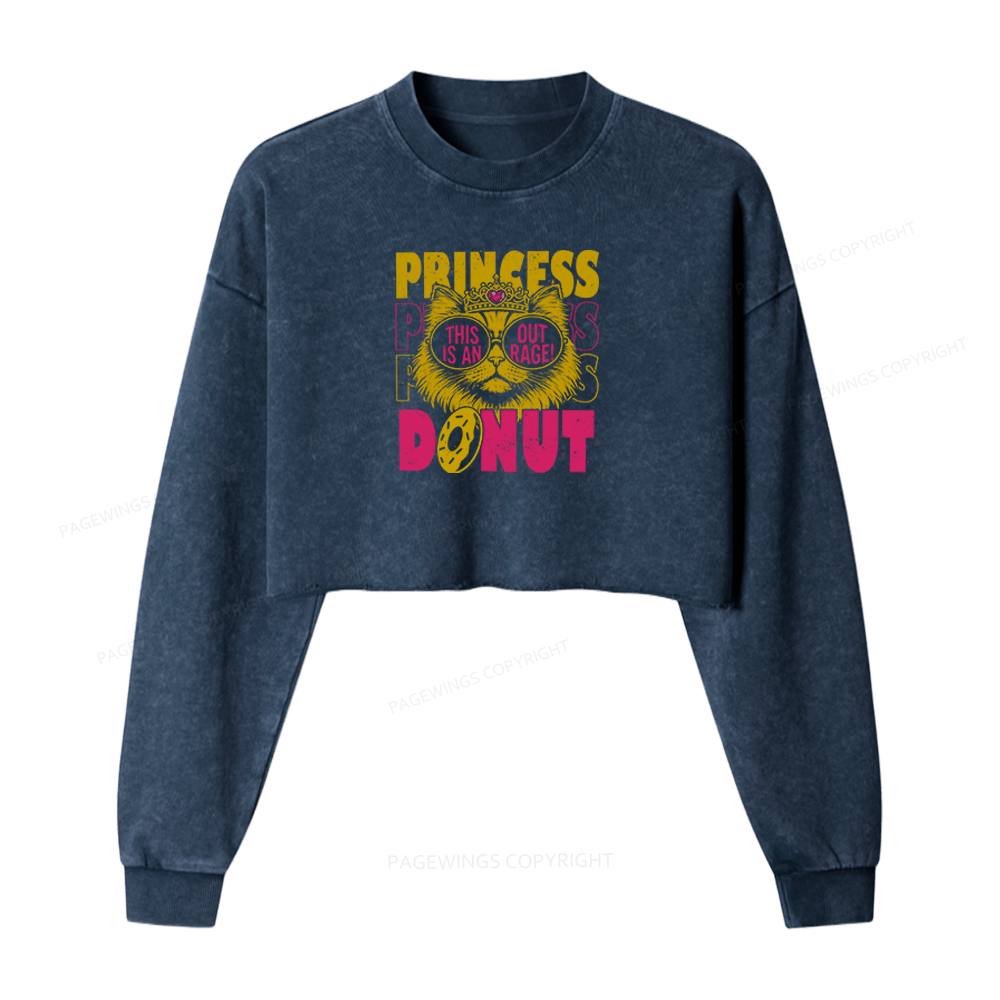 Pagewings Princess Donut Washed Crop Sweatshirt