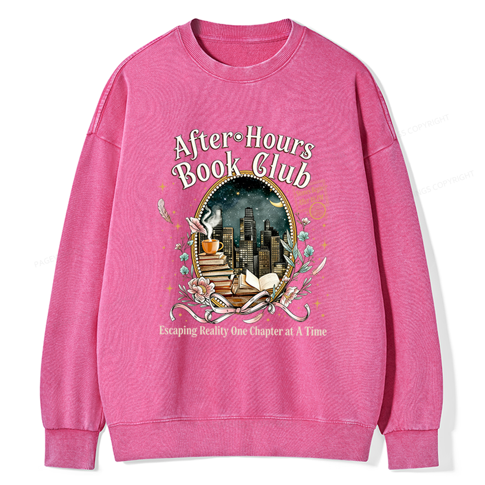 Pagewings After‑Hours Book Club Unisex Washed Sweatshirt