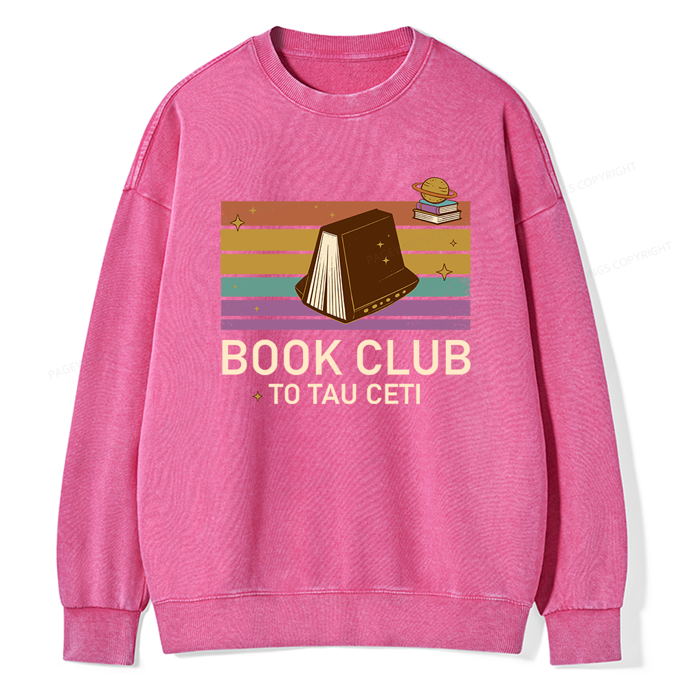 Pagewings Book Club To Star Unisex Washed Sweatshirt