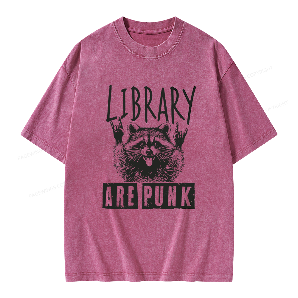 Pagewings Libraries Are Punk Unisex Washed T-shirt