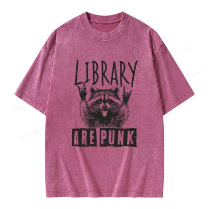 Pagewings Libraries Are Punk Unisex Washed T-shirt