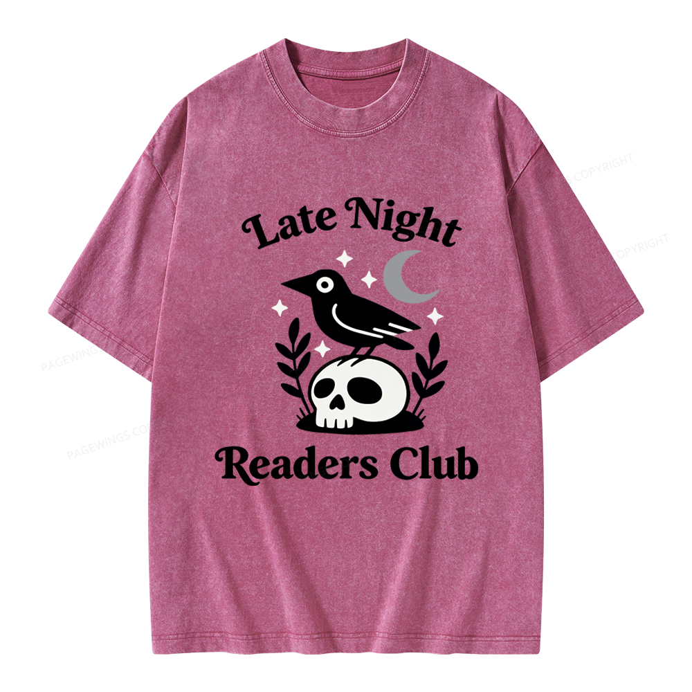 Pagewings Late Night Readers Club Unisex Washed T-shirt