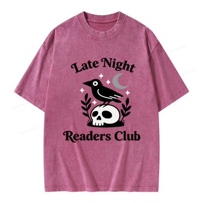 Pagewings Late Night Readers Club Unisex Washed T-shirt