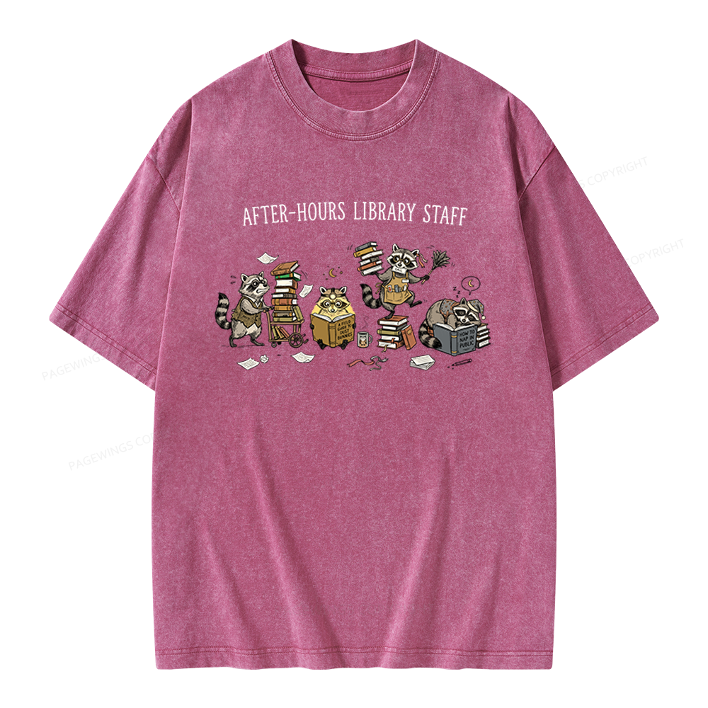 Pagewings After-Hours Library Staff Unisex Washed T-shirt