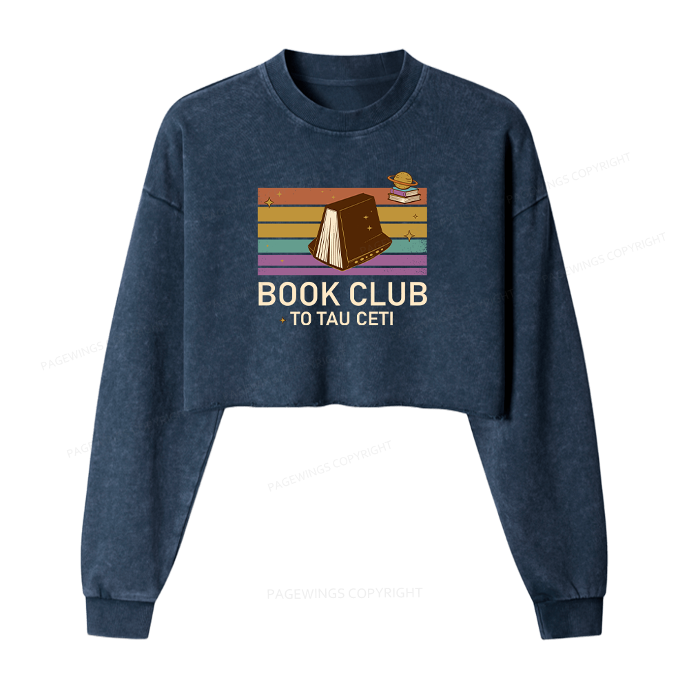 Pagewings Book Club To Star Washed Crop Sweatshirt