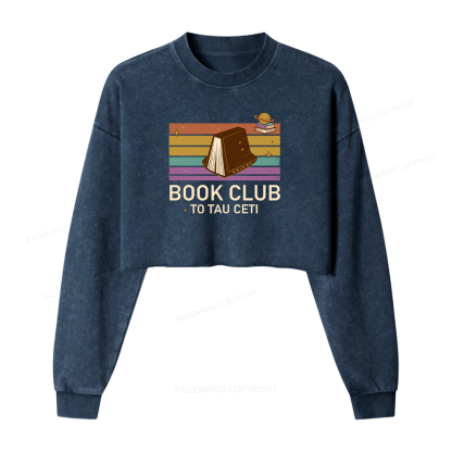 Pagewings Book Club To Star Washed Crop Sweatshirt