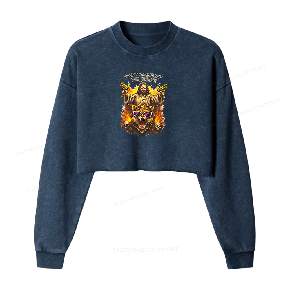 Pagewings Sci‑Fi Nerd Washed Crop Sweatshirt