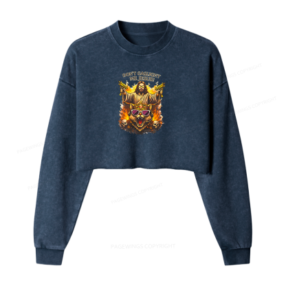 Pagewings Sci‑Fi Nerd Washed Crop Sweatshirt