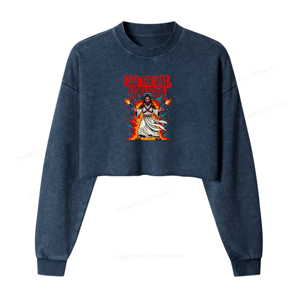 Pagewings I Am The Way Washed Crop Sweatshirt