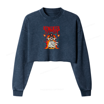 Pagewings I Am The Way Washed Crop Sweatshirt