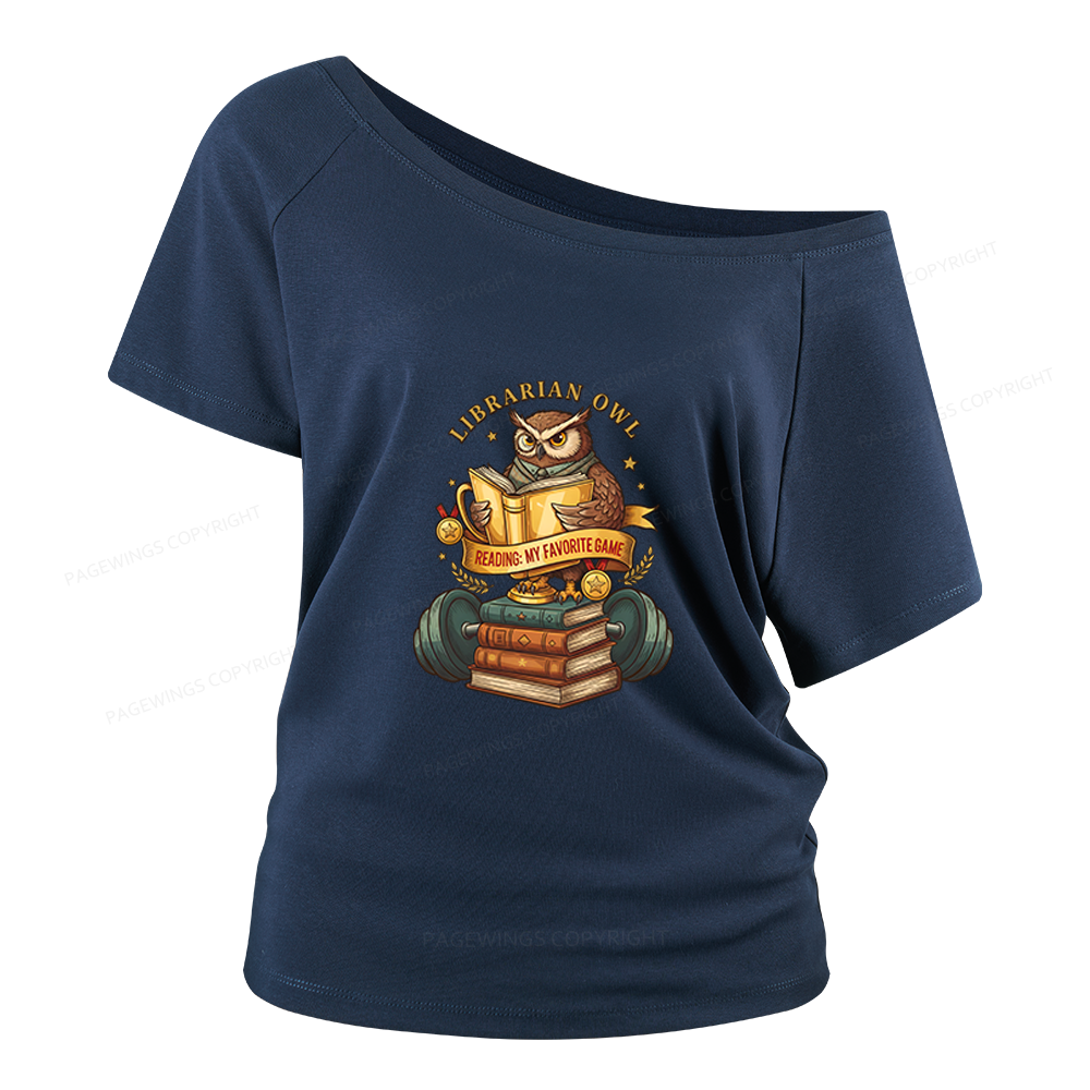 Pagewings Librarian Owl Women Off Shoulder T-shirts