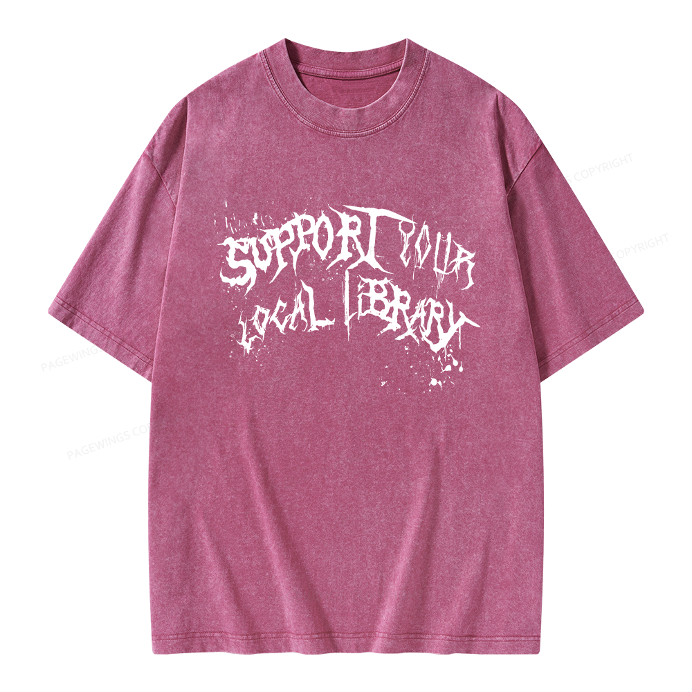 Pagewings Support Your Local Library Unisex Washed T-shirt