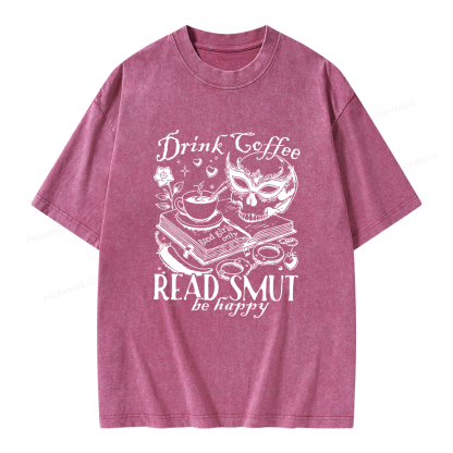 Pagewings Drink Coffee Read Smut Unisex Washed T-shirt