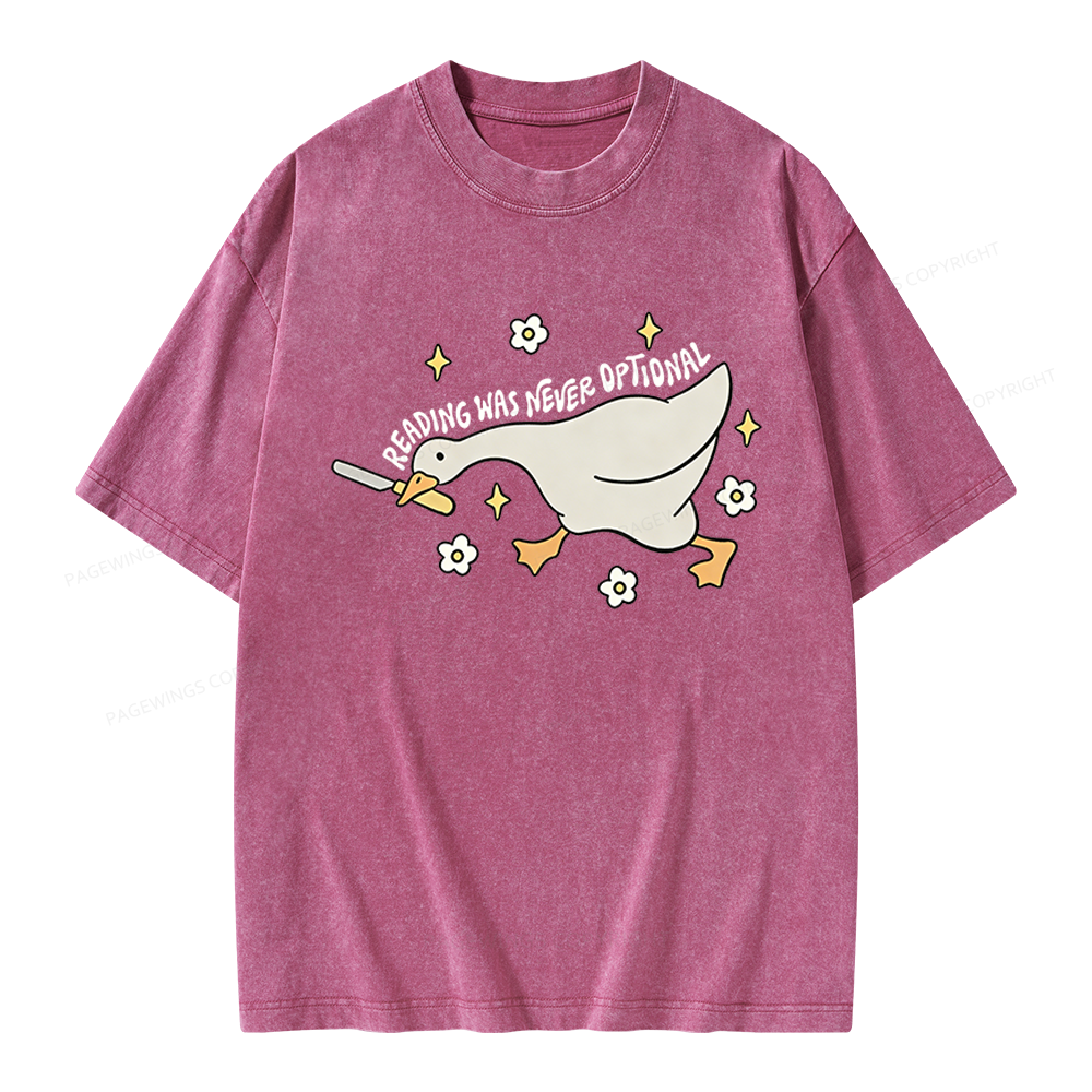 Pagewings Reading Was Never An Option Unisex Washed T-shirt
