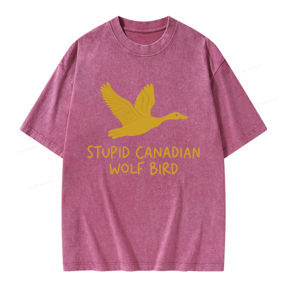 Pagewings Stupid Canadian Wolf Bird Unisex Washed T-shirt