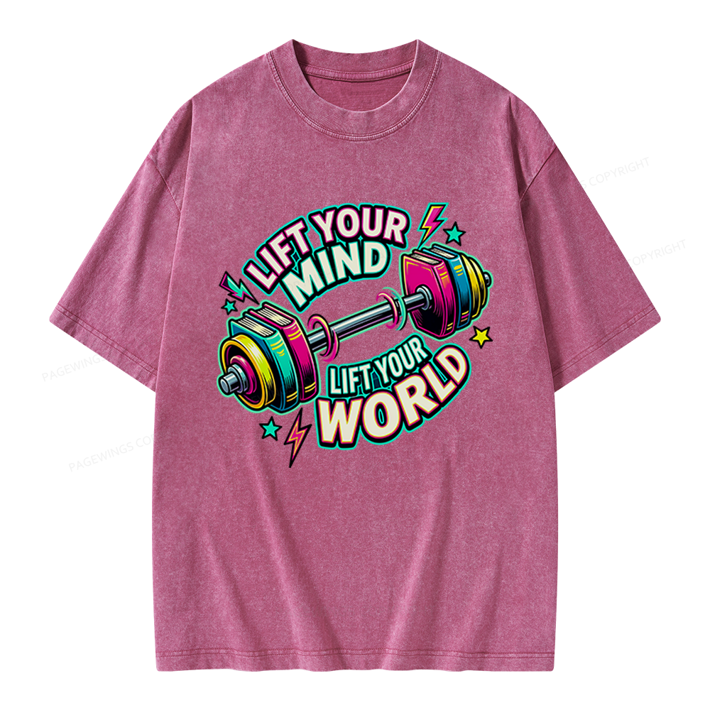 Pagewings Lift Your Mind Lift Your World Unisex Washed T-shirt