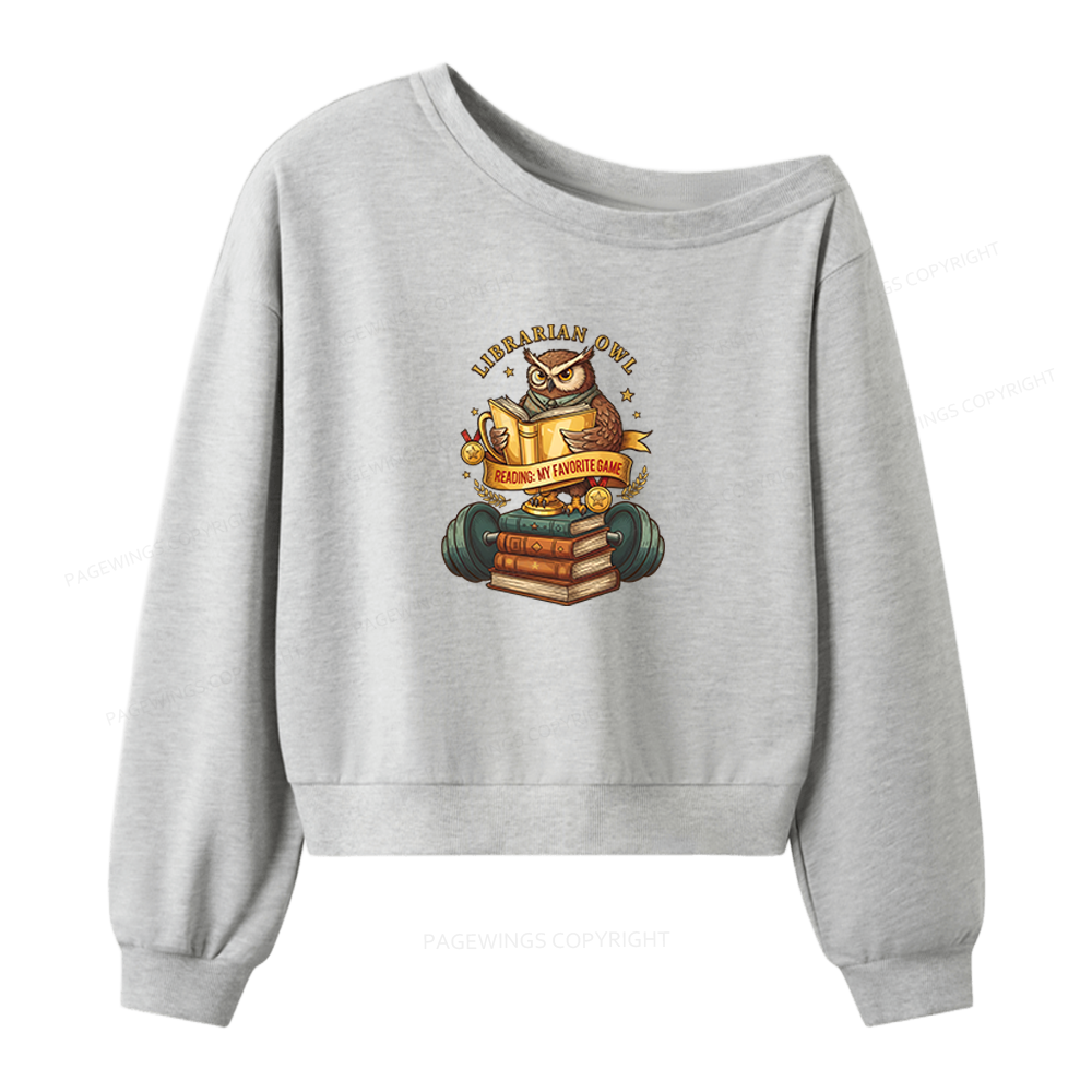 Pagewings Librarian Owl Women Off Shoulder Sweatshirt