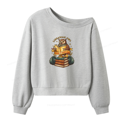 Pagewings Librarian Owl Women Off Shoulder Sweatshirt