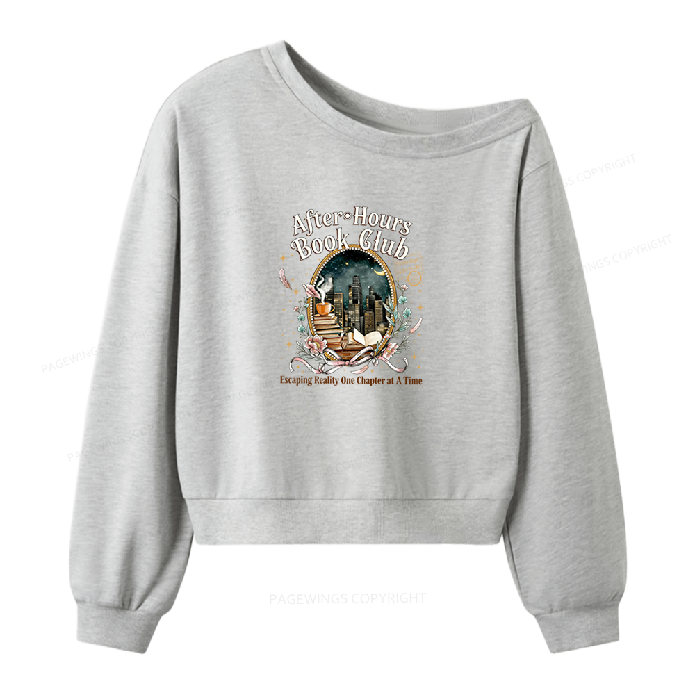 Pagewings After‑Hours Book Club Women Off Shoulder Sweatshirt