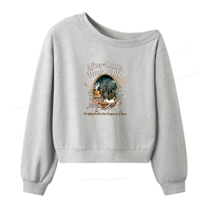 Pagewings After‑Hours Book Club Women Off Shoulder Sweatshirt