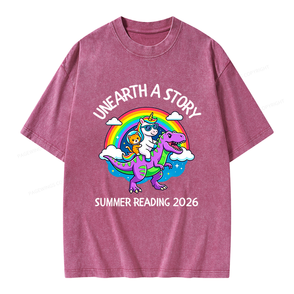 Pagewings Summer Reading Unisex Washed T-shirt
