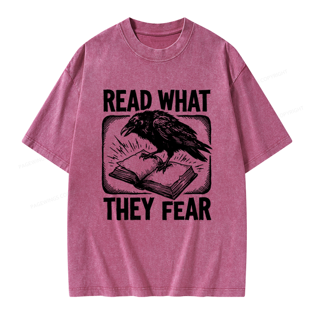 Pagewings Read What They Fear Unisex Washed T-shirt