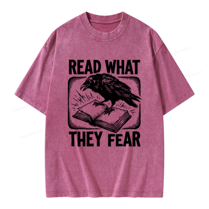 Pagewings Read What They Fear Unisex Washed T-shirt