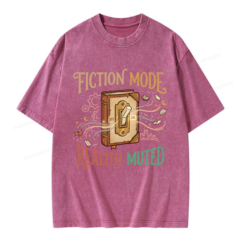 Pagewings Fiction Mode On Unisex Washed T-shirt