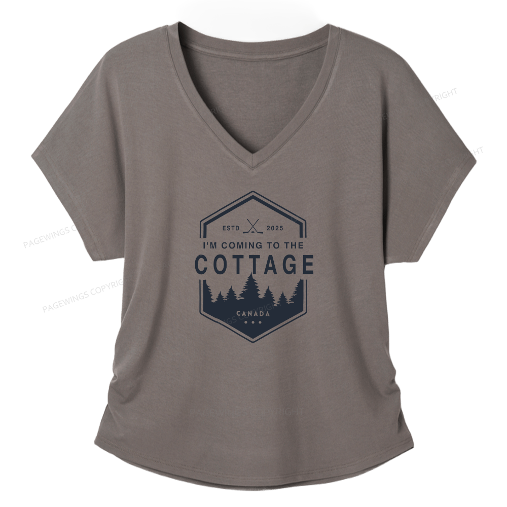Pagewings Coming To The Cottage Soft Women's Modal V-neck T-shirt