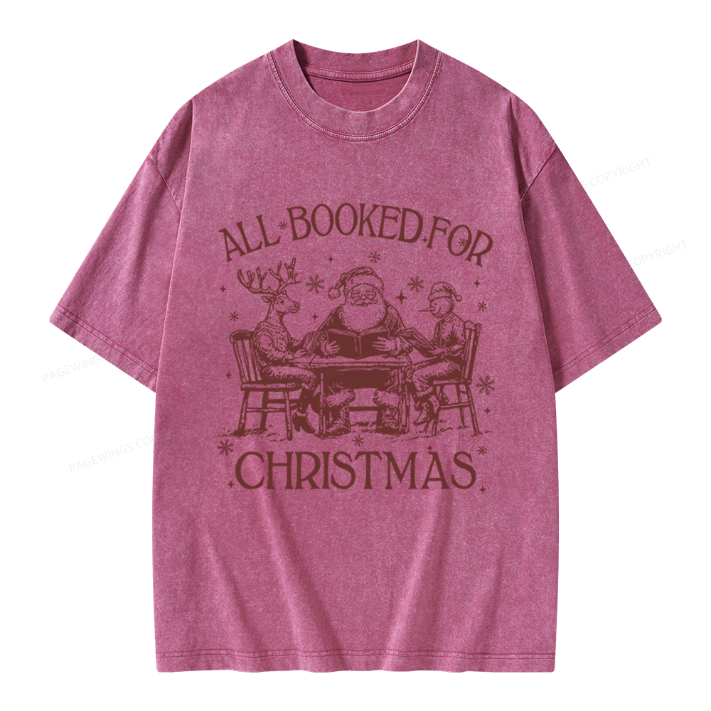 Pagewings Retro All Booked For Christmas Unisex Washed T-shirt