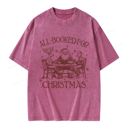 Pagewings Retro All Booked For Christmas Unisex Washed T-shirt