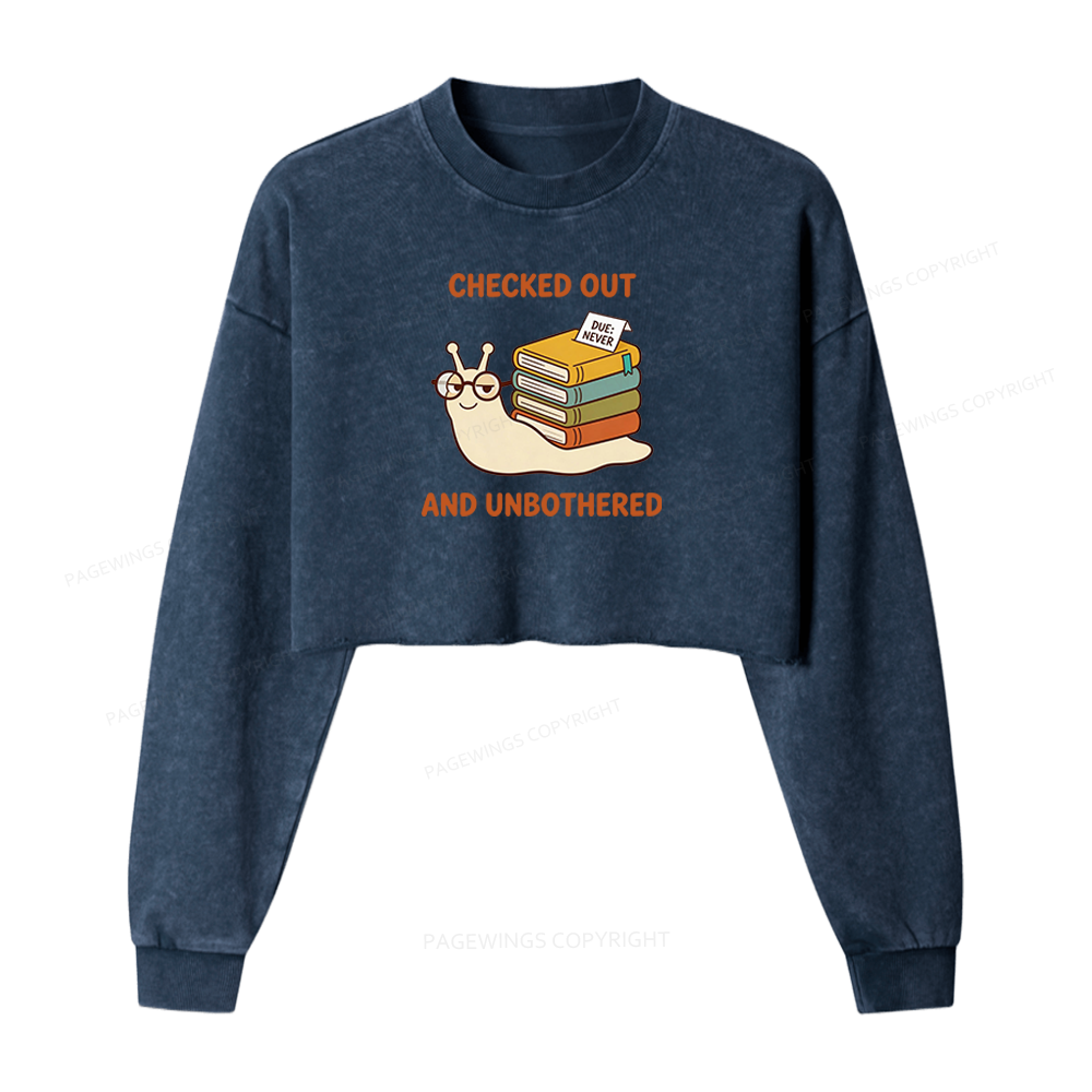 Pagewings Checked Out And Unbothered Washed Crop Sweatshirt