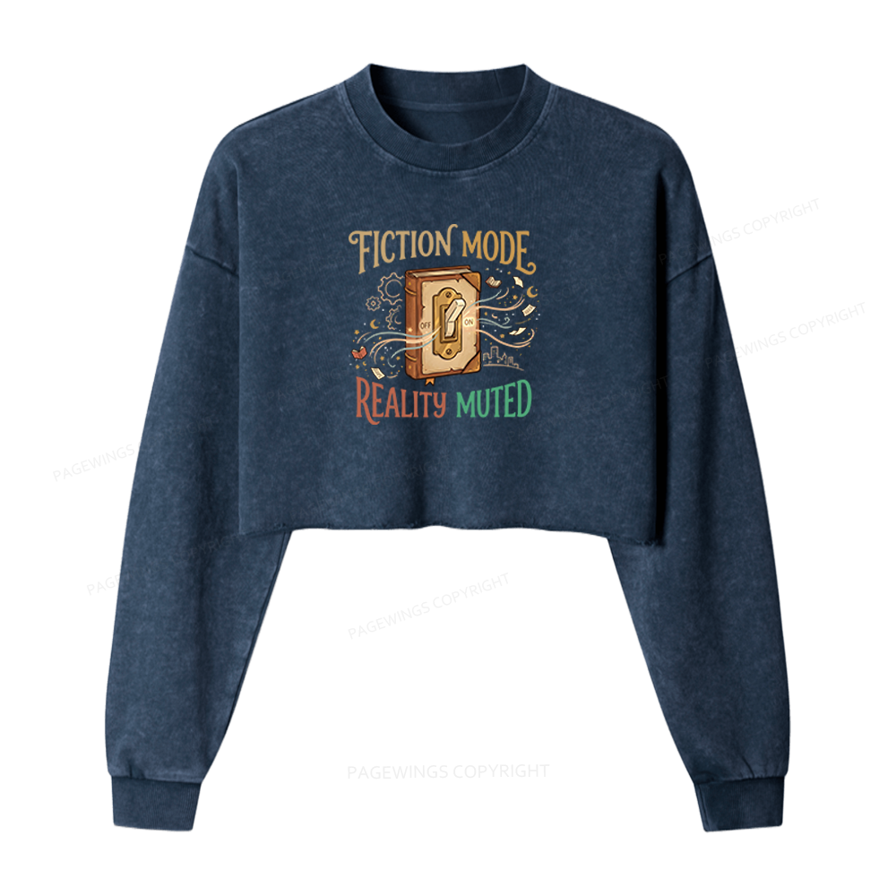 Pagewings Fiction Mode On Washed Crop Sweatshirt