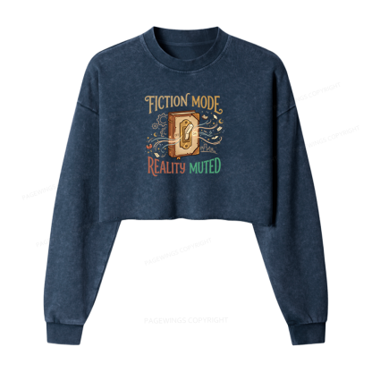 Pagewings Fiction Mode On Washed Crop Sweatshirt