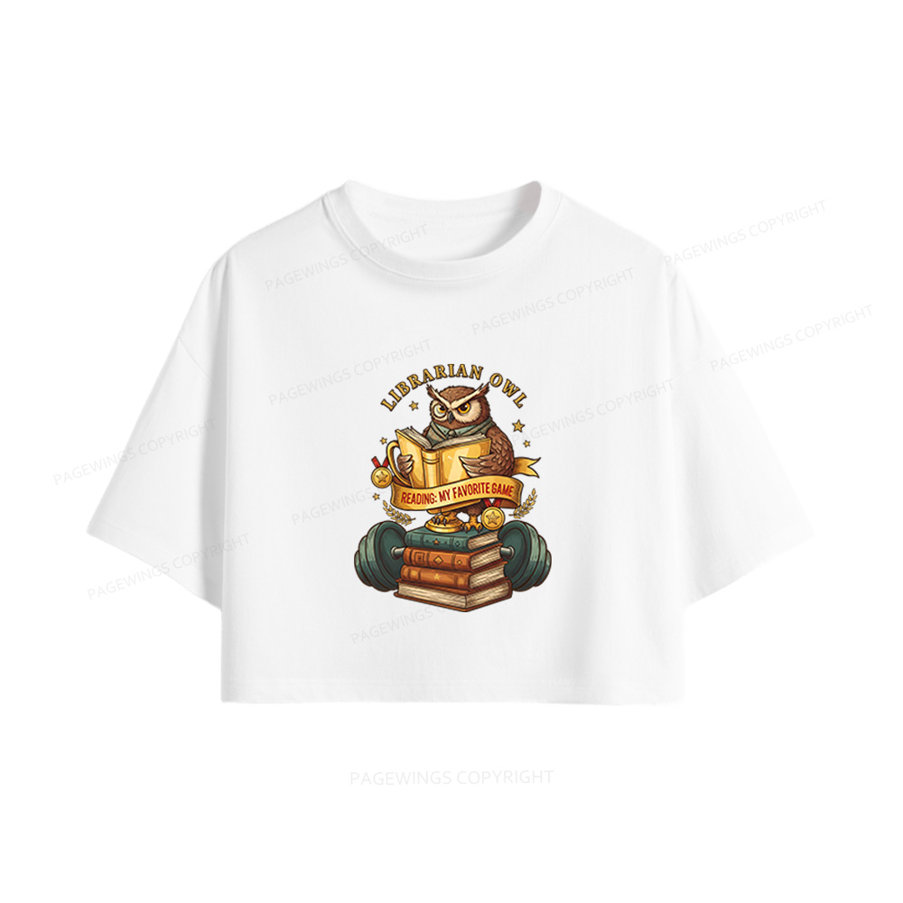 Pagewings Librarian Owl Women Crop Tops